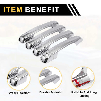 4pcs Chrome Silver Exterior Door Handle Covers for Toyota 4Runner (2010-2015)