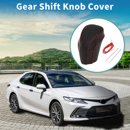 Carbon Fiber Pattern Black Red Gear Shift Knob Cover for Toyota Camry