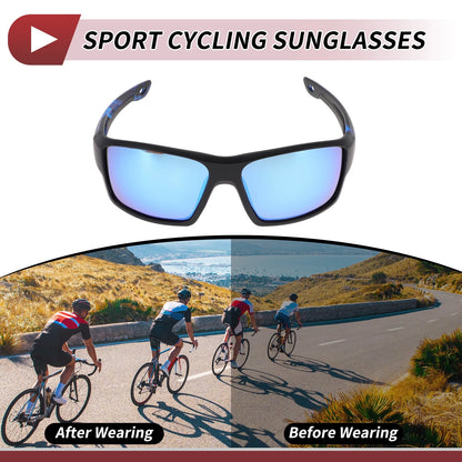 Motorcycle Riding Goggles Blue Lens Black Frame Glasses for Men and Women
