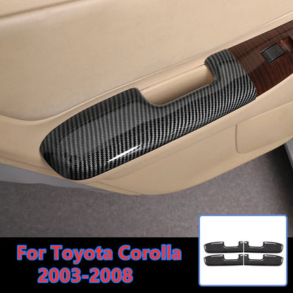 4 x Carbon Fiber Door Handle Armrest Cover Trim Cap for Toyota Corolla (2003–2008)