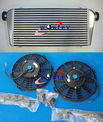 Aluminum Turbo Intercooler + Fan 600x300x70mm for Car