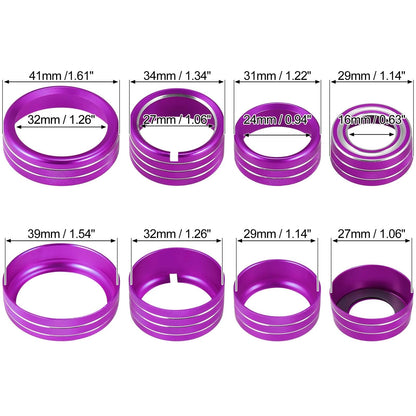 8 x Knob Covers Purple AC Switch for Chevy Silverado/GMC Sierra (2014-2018)