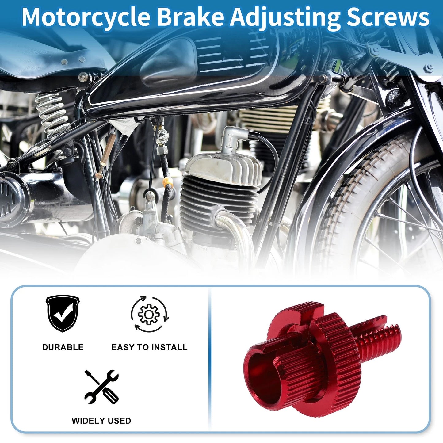 2 x Brake Lever Barrel Adjusters Screws M8 Red for Motorcycle