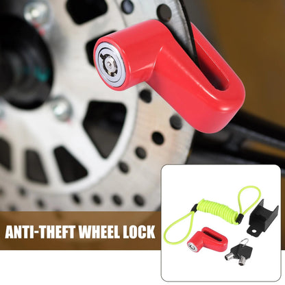 Universal Motorcycle Disc Brake Lock Red with Yellow Rope