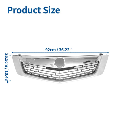 Grille Front Upper Bumper for Acura TSX Chrome Silver-Tone (2009)