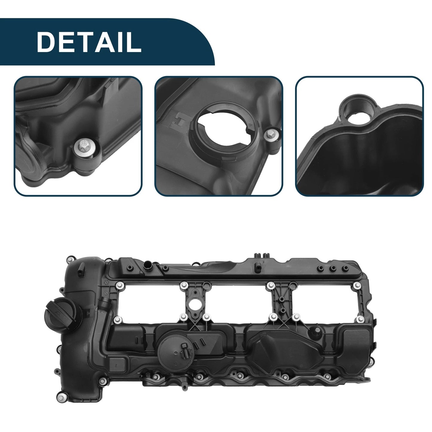 Front Engine Valve Cover with Gasket for BMW 135is Black (2013)