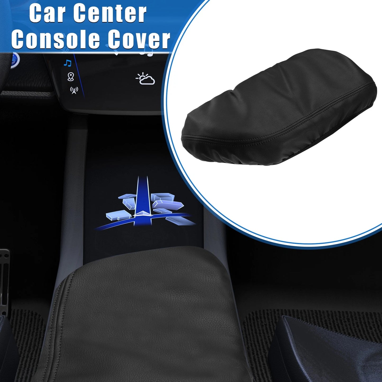 Driver Center Console Pad for Toyota Camry (2018-2022) Black Faux Leather