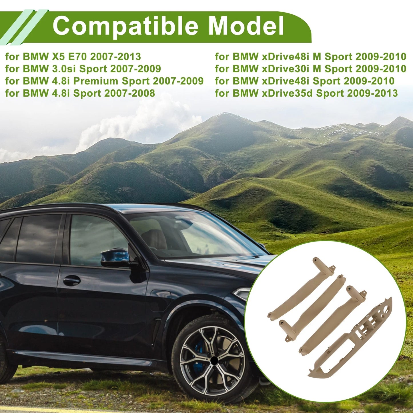 Beige Door Handle Pull Trim Cover for BMW X5 (2007-2013)