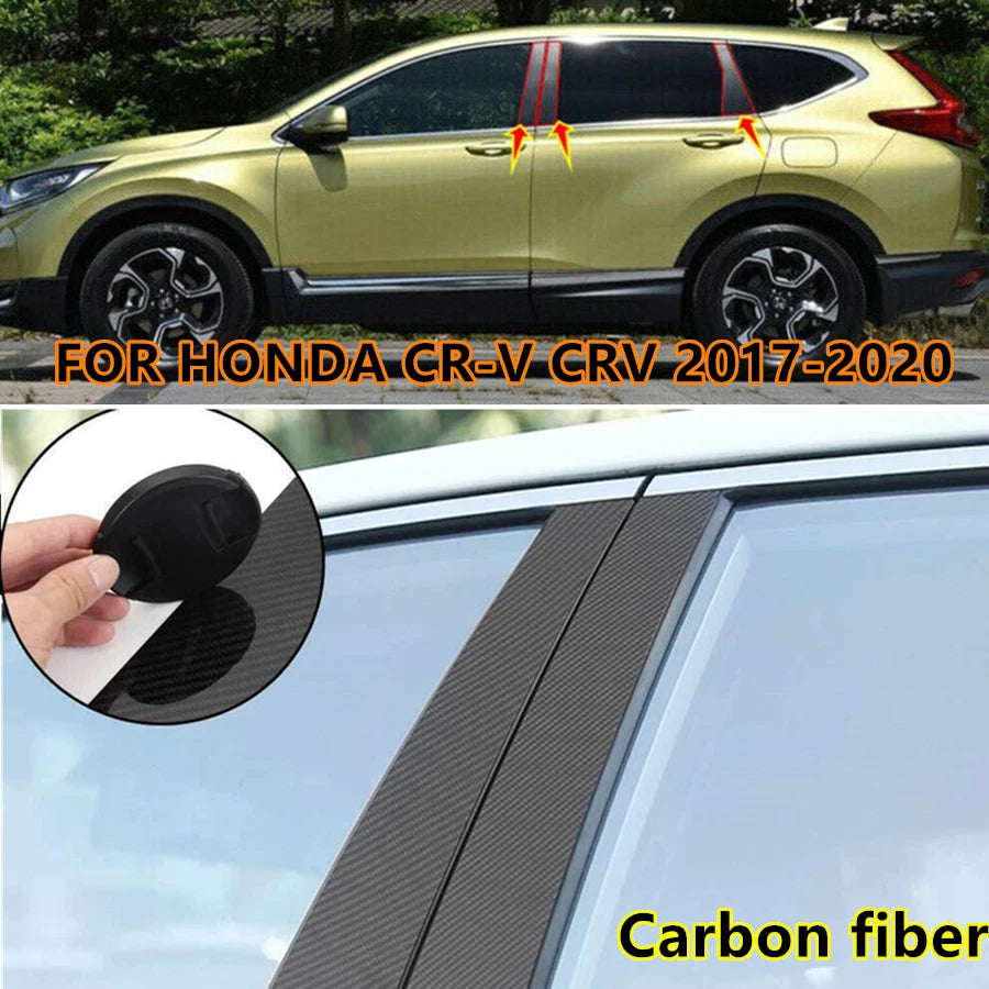6 x Carbon Fiber Window Pillar Posts Cover Door Trim for HONDA CR-V (2017–2022)