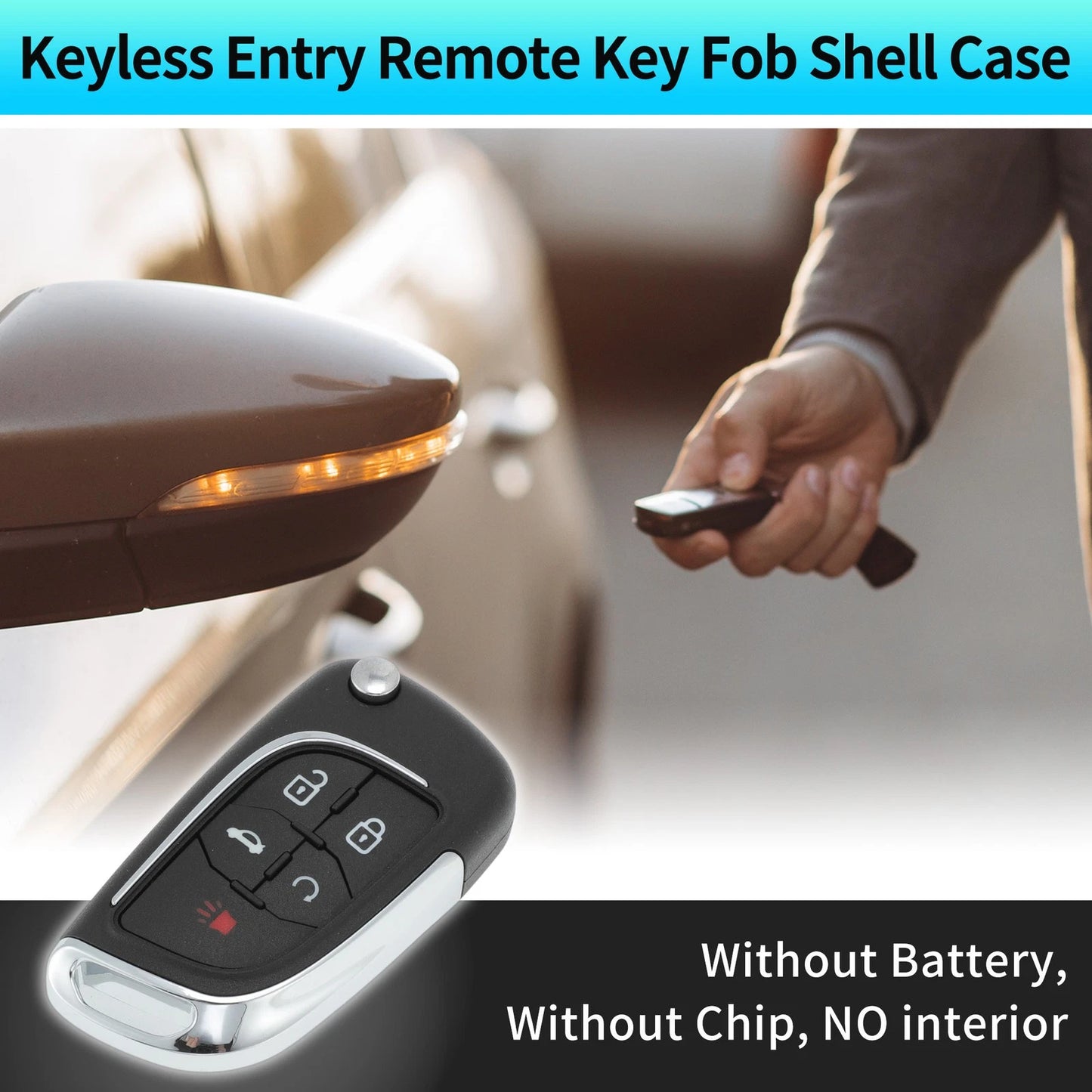 5 x Buttons Key Fob Shell Case Keyless for Chevrolet Camaro Equinox (2010–2019)