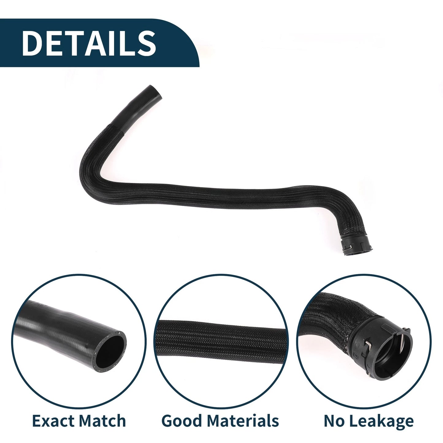 Radiator Hose Water Pipe for Volvo S80 (2010) - Rubber Black 1 Pcs