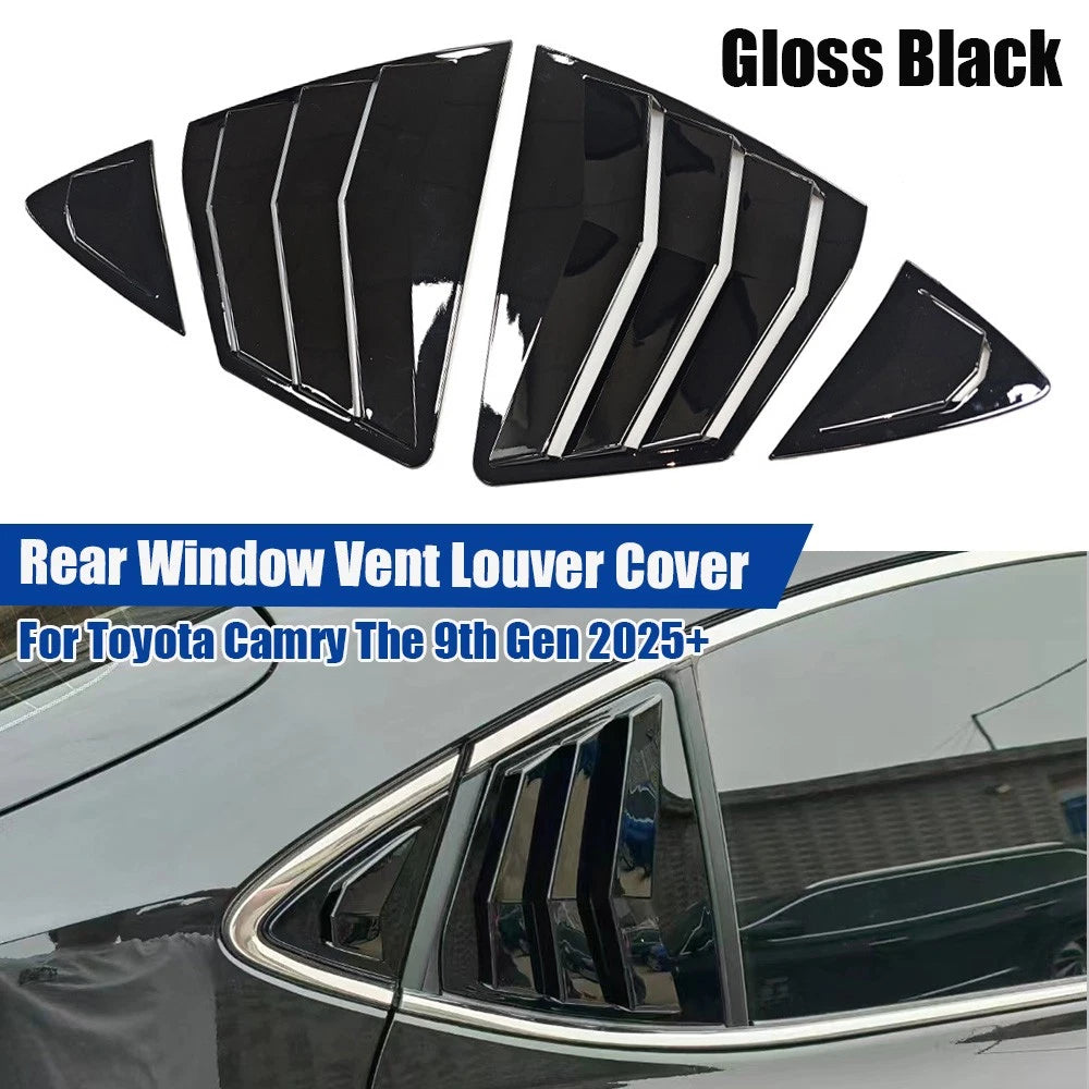 Rear Window Gloss Black Vent Louver Covers for Toyota Camry (2018–2024)