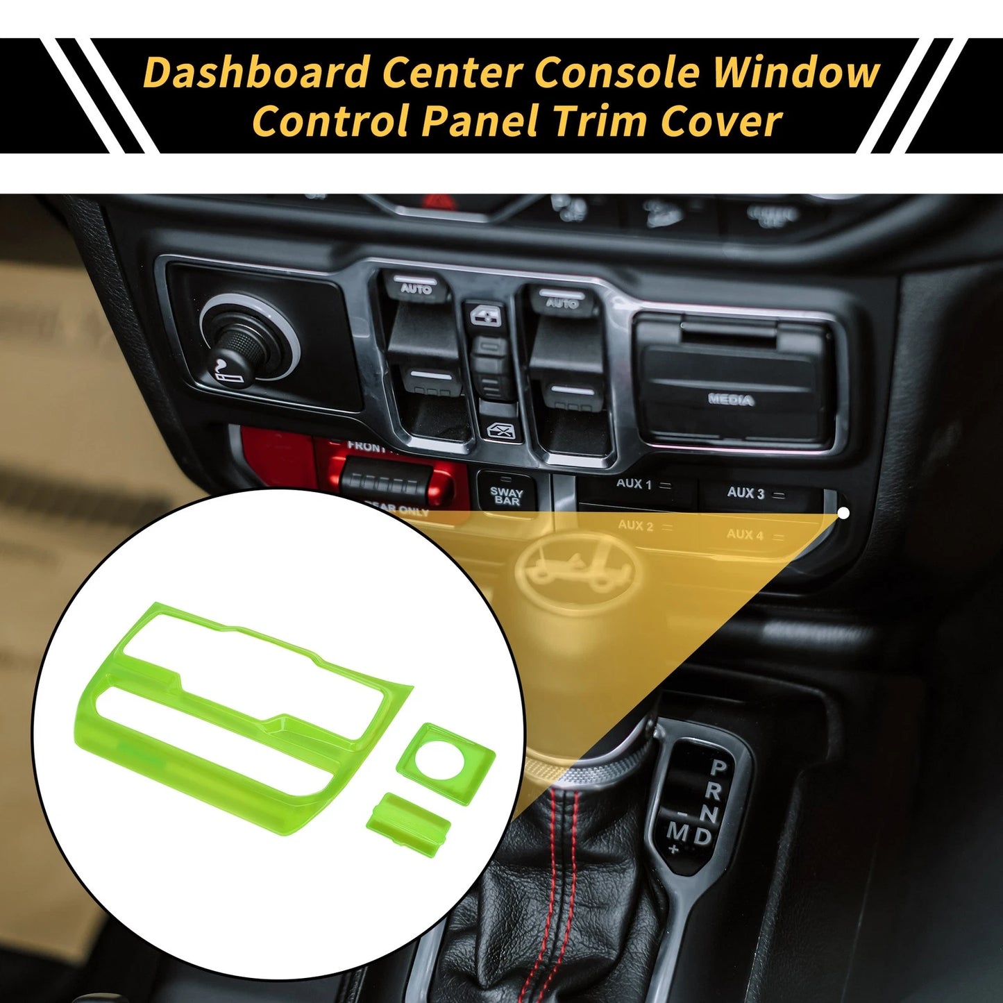 Dashboard Center Console Window Control Panel Cover for Jeep Wrangler (2018-2023)