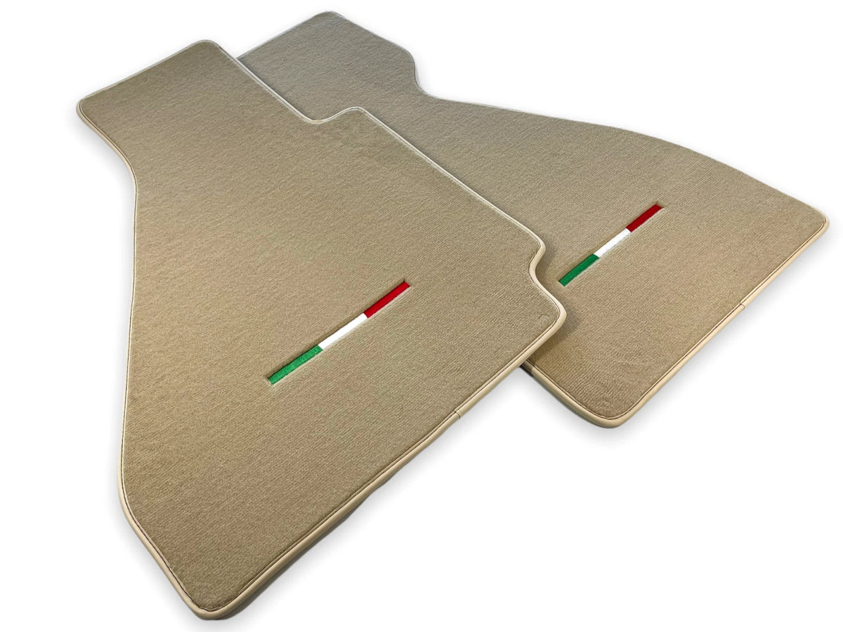 Beige Floor Mats for Ferrari 328 GTB (1985-1989) - Tailored Carpets with Emblem