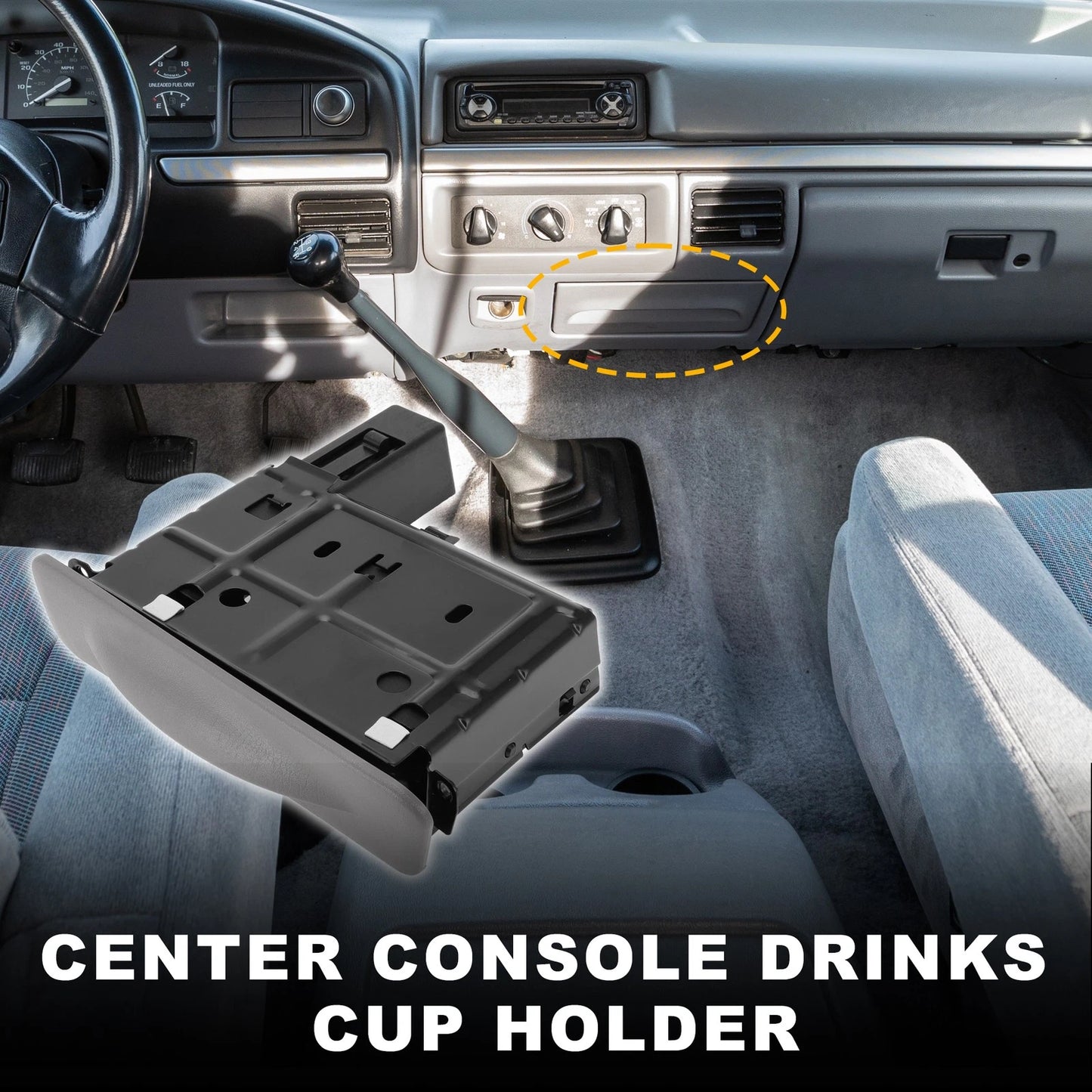 Cup Holder for Ford F-250 F-350 (2005-2010) 2 x Drink Holders Gray