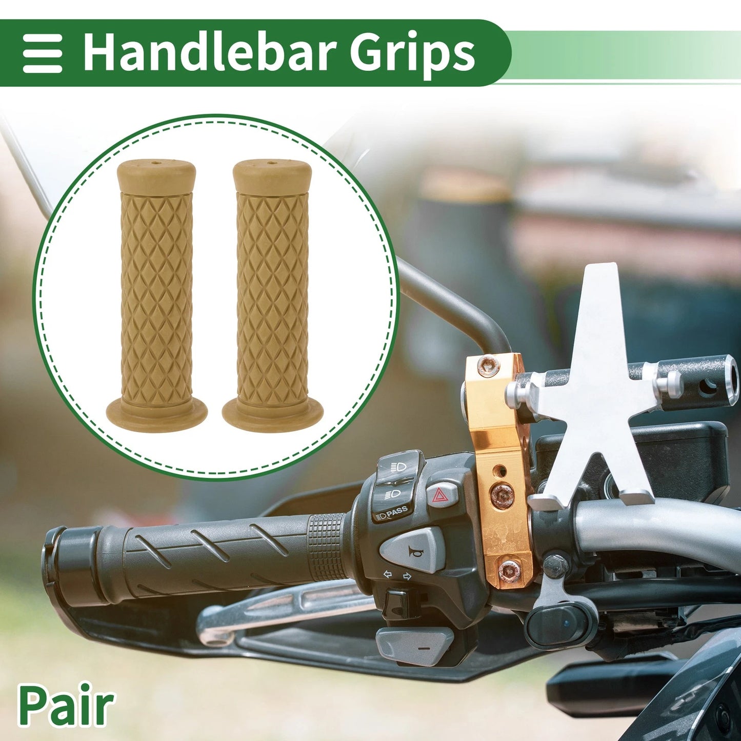 25mm Hand Grips Cover for Motorcycle Handlebar End Grips TPU Khaki