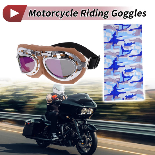 Goggles Multicolour Lens Brown Frame PC Sunglasses for Motorcycle