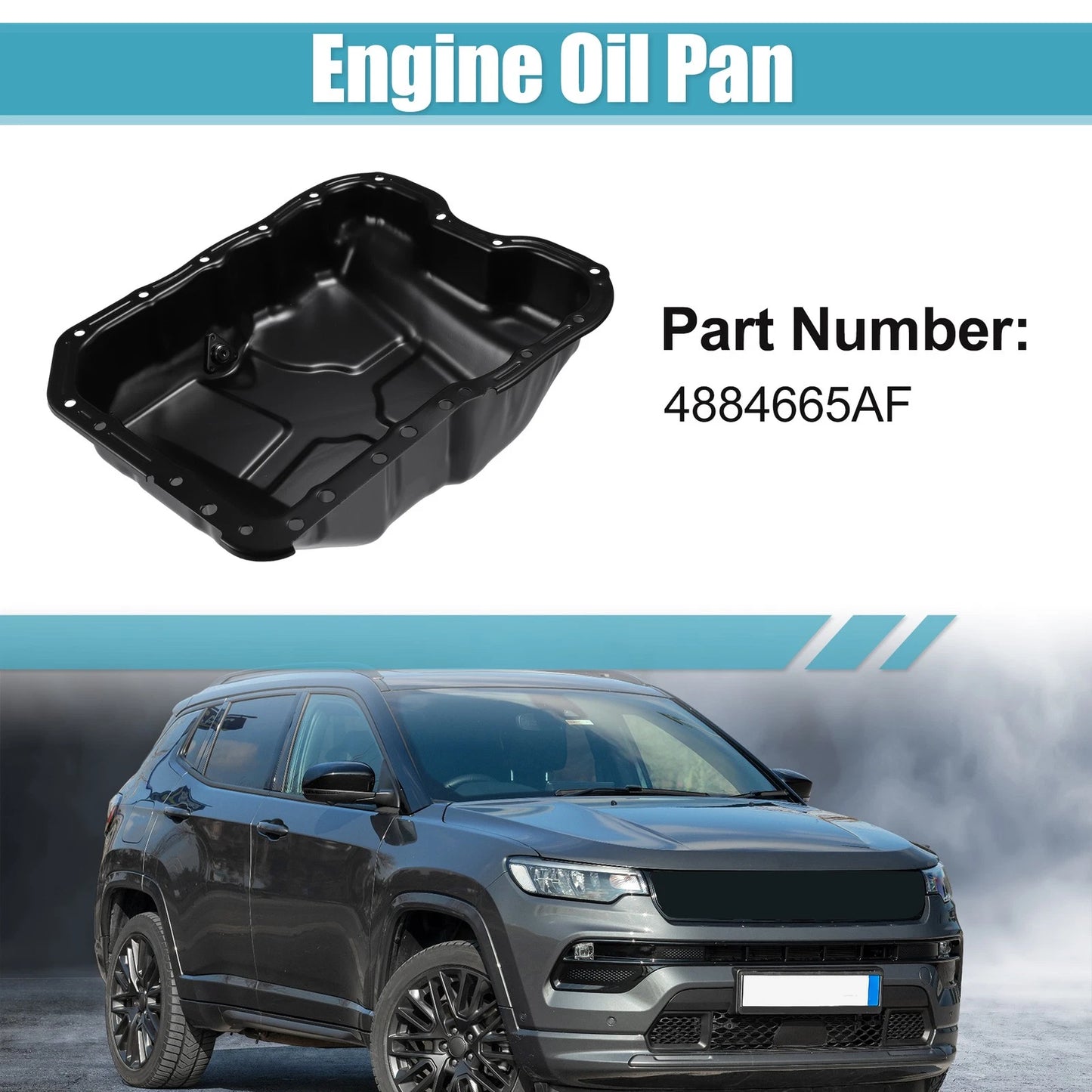 Oil Pan for Jeep Compass 2007-2017 - 1 x Replacement No.4884665AF Black