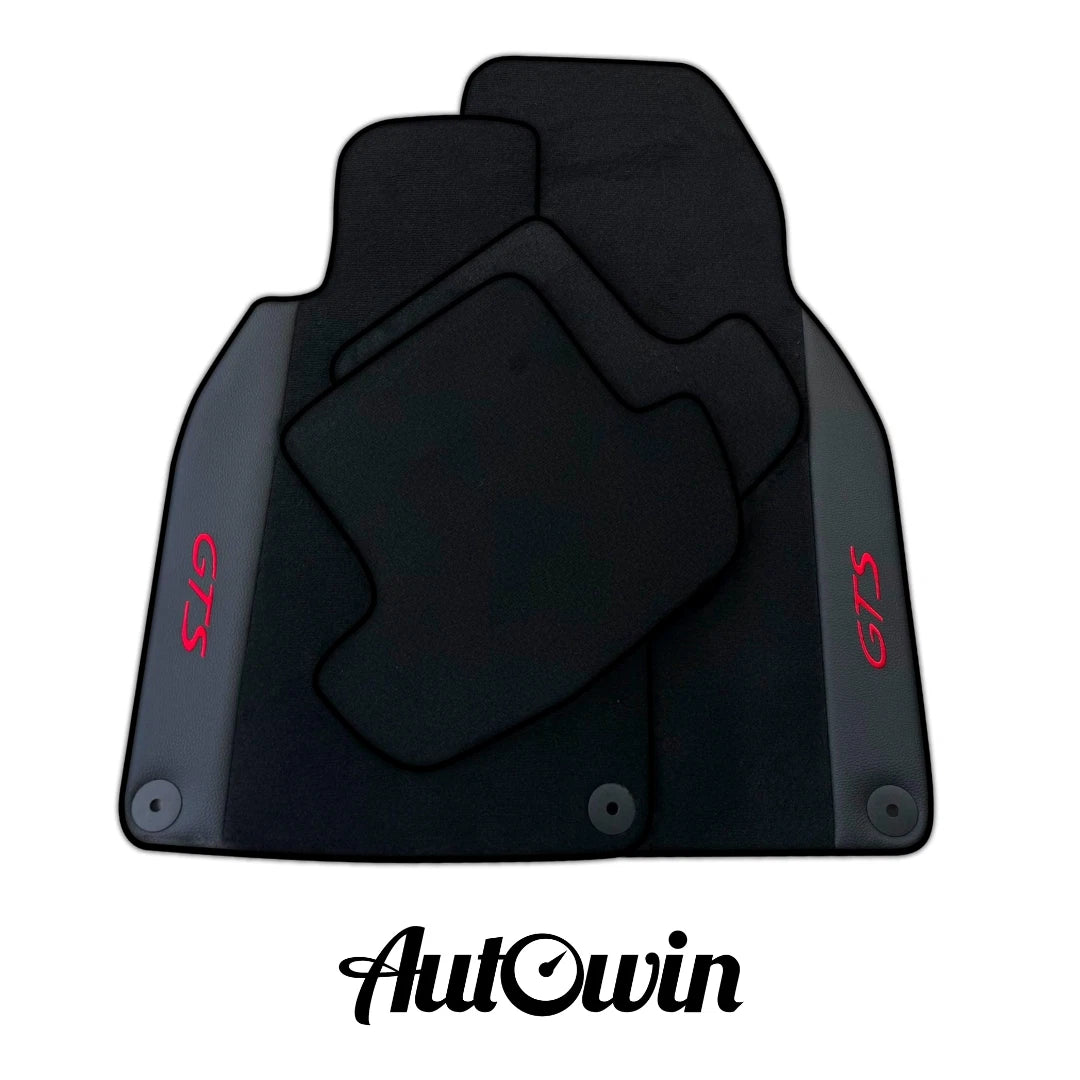 Black Floor Mats for Porsche 911-992 GTS (2020-2023) - AutoWin Brand, Leather Trim