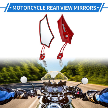 Motorcycle Rear View Mirrors Prismatic Shape Handlebar Mirrors Red