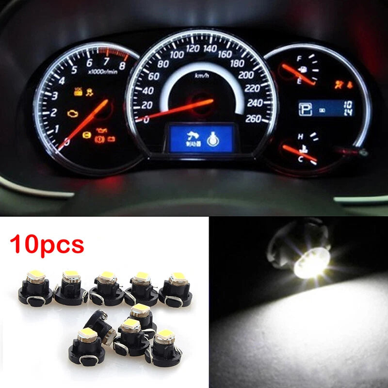 10x Pure White T5/T4.7 Neo Wedge LED Dash Light Bulbs for Universal ()