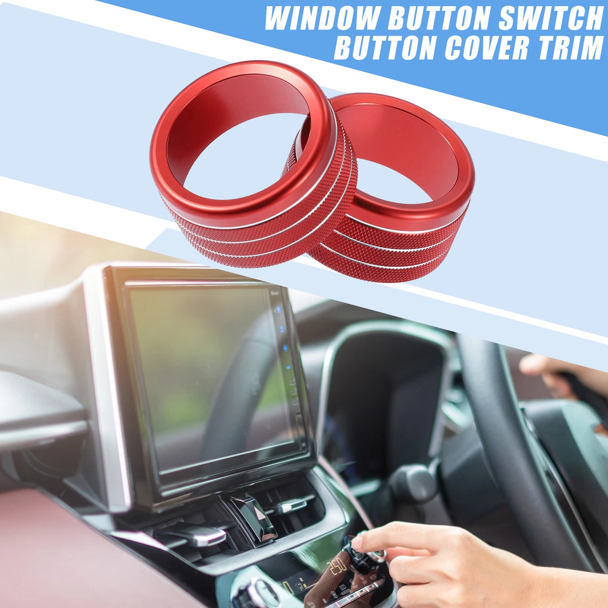 Air Conditioning Control Switch Knob Covers for Toyota Tundra (2014-2021) 2 x Red