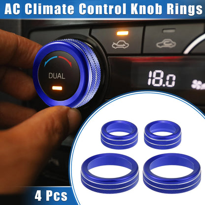 4 x AC Climate Control Knob Rings for Ford Maverick (2022-2023) Durable Blue