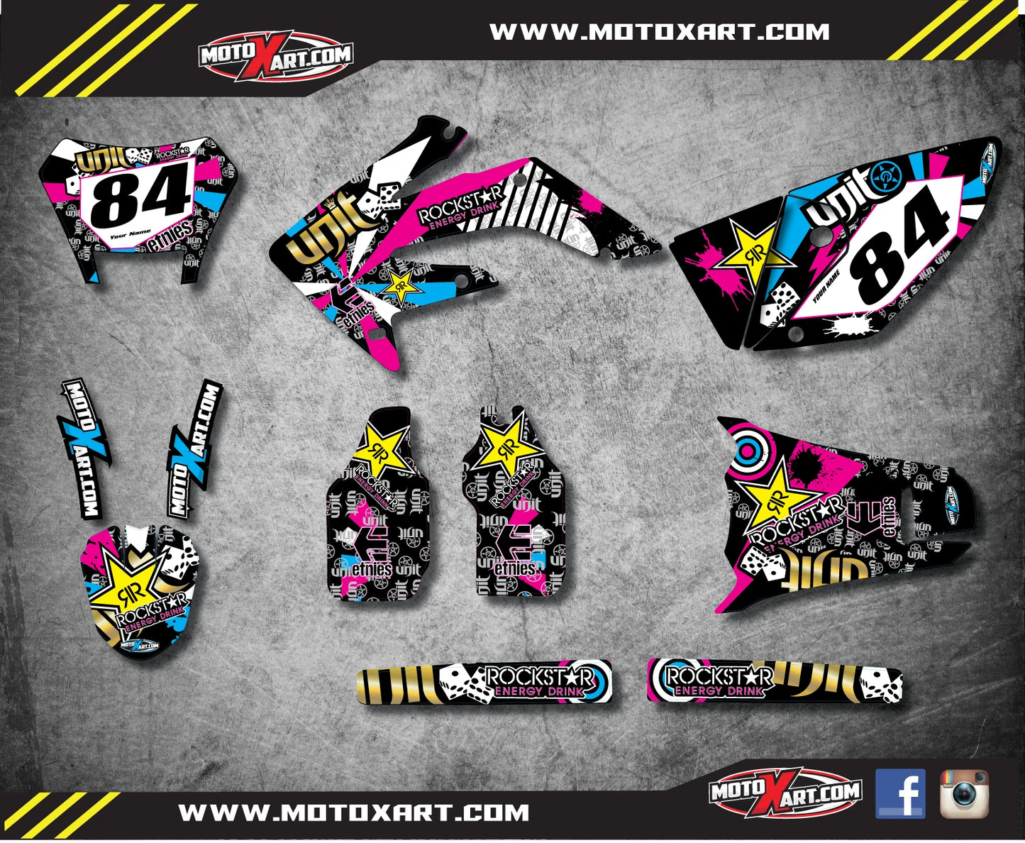 Custom Graphic Kit RUSH Style for Honda CRF 250X Decals Stickers (2004-2016)
