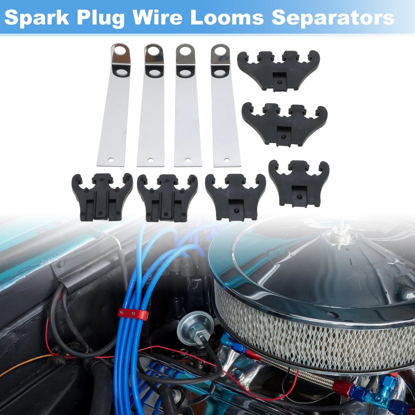 Engine Spark Plug Looms for Chevy & Ford 7/8/9mm Black