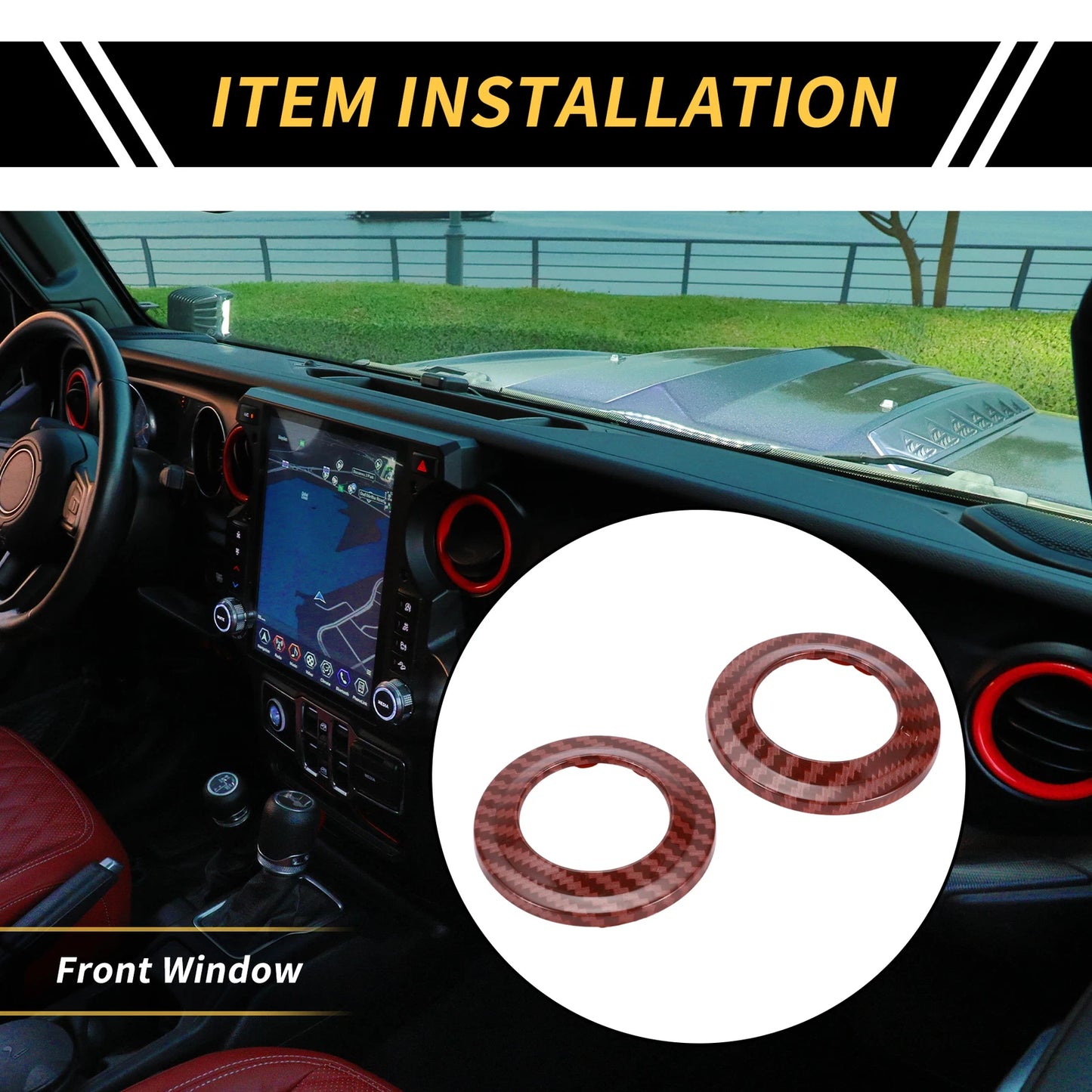 A Pillar Speaker Ring Cover Trim for Jeep Wrangler (2007-2014) Red
