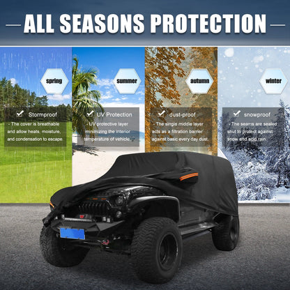 Waterproof Aluminum Film Car Cover for Jeep Wrangler JK JL 4-Door (2018-2023)