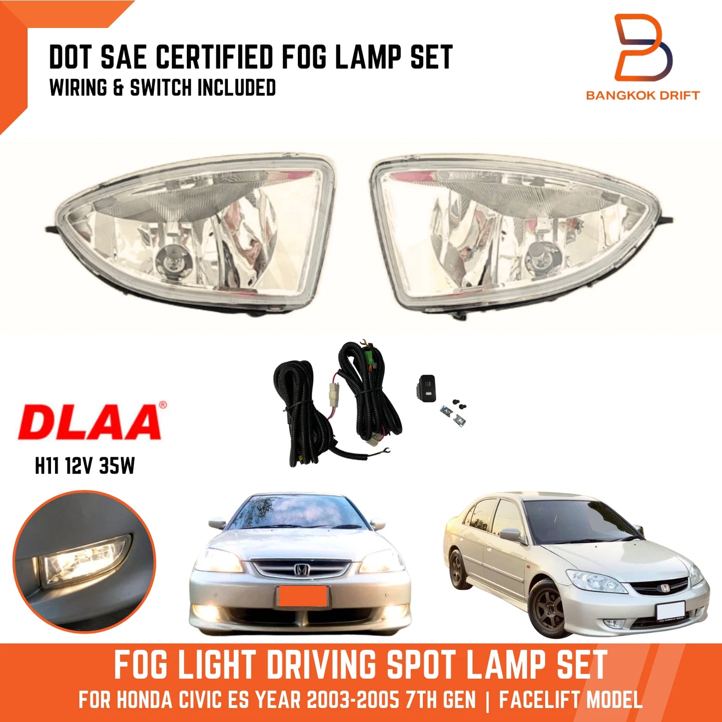 Fog Lamp Driving Light H11 35W for Honda Civic (2003-2005)
