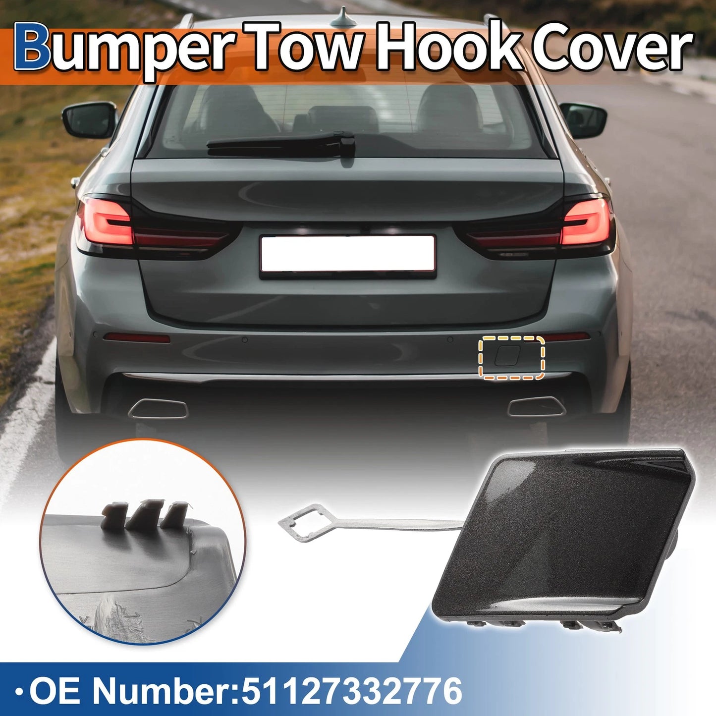 Rear Bumper Tow Hook Cover for BMW 5-Series F10 LCI (2014-2017)
