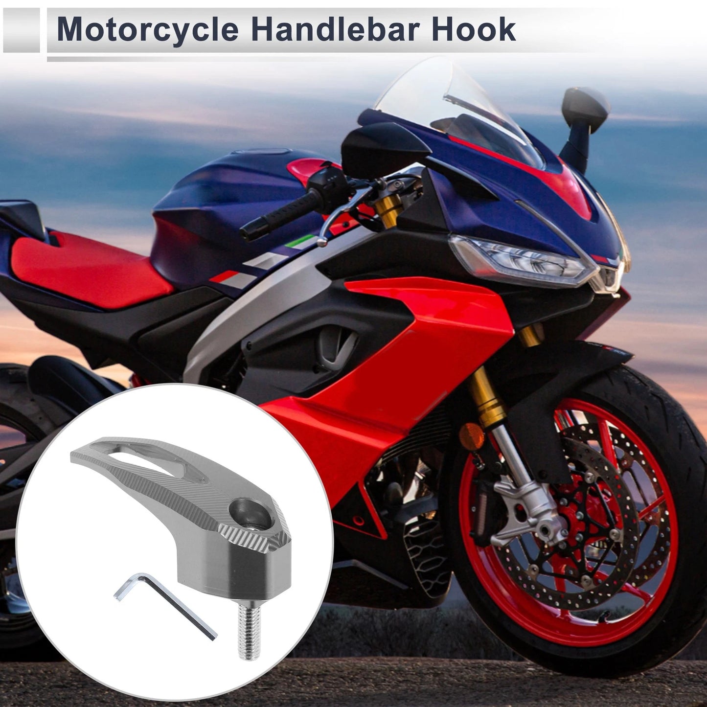 Rectangle Aluminum Hanging Hook & Hexagon Wrench 1 Set for Motorcycle
