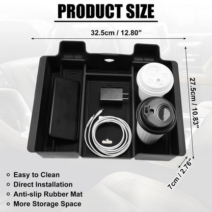Center Console Tray Panels Organizer Box Full Size for Chevy Silverado Black