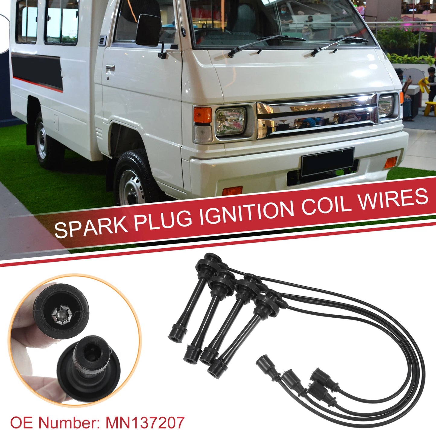 4pcs Spark Plug Wire Ignition Coil Cable for Mitsubishi L300 (1996-2007)