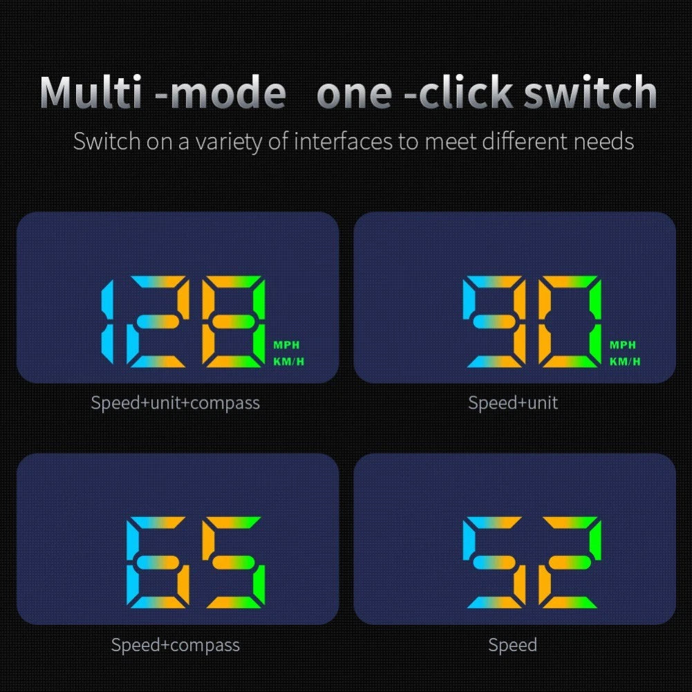GPS Heads Up Display HUD Digital Speedometer with Alarm Feature for Cars