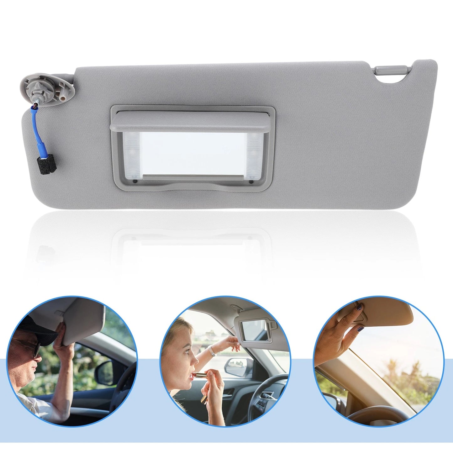 Gray Left Driver Side Sun Visor for Honda Pilot (2009-2015)