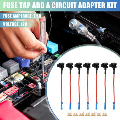 7pcs Car Fuse Tap Kit 12V with 7.5A Low Profile Mini APS Fuses