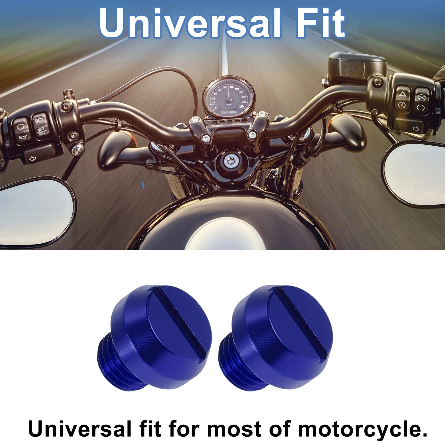 Motorcycle Mirror Hole Plugs Right Hand M10x1.25 Blue Screws for Motorcycle