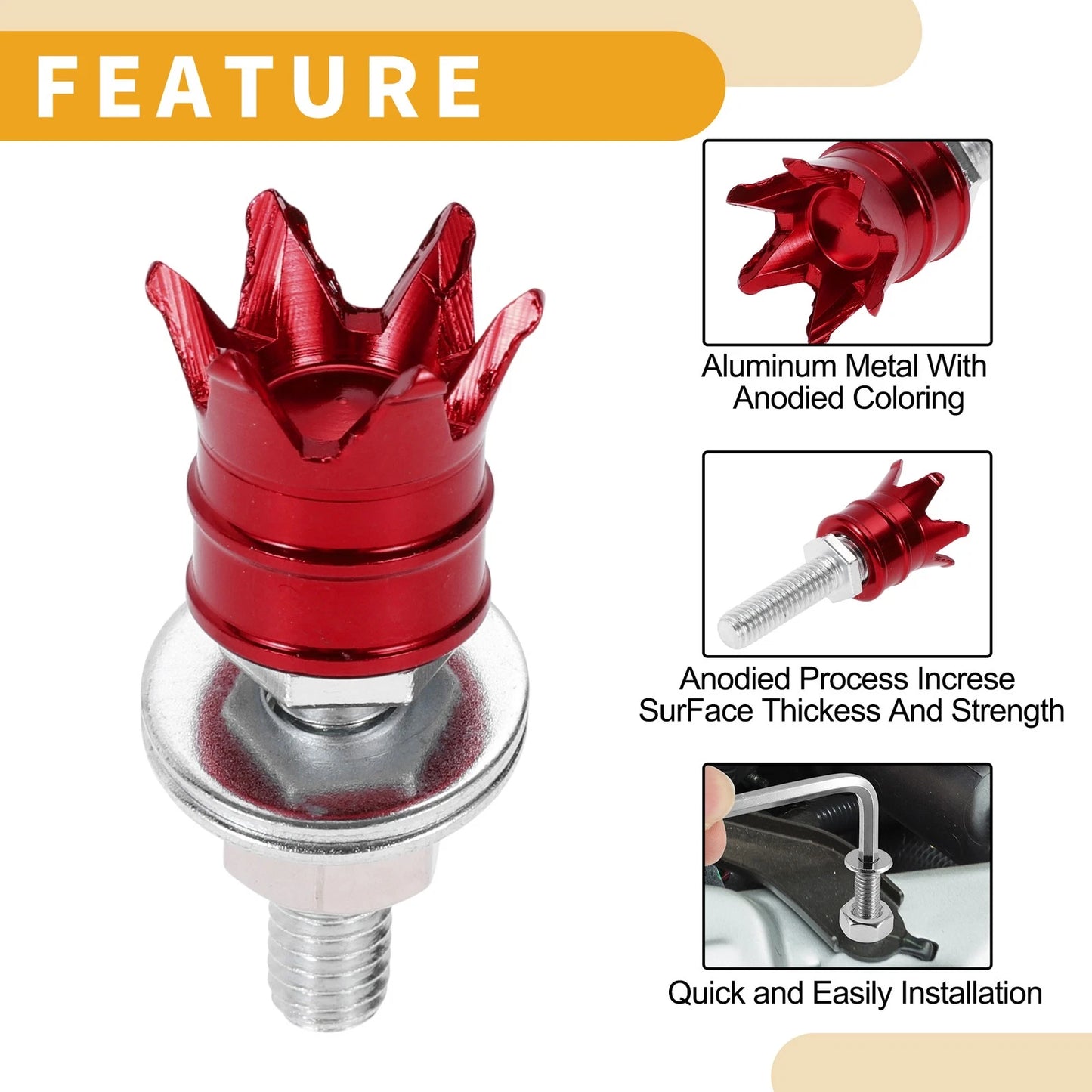 M6 / 40mm / License Plate Screws Cover Red Aluminum Alloy 4 Pcs for Universal Motorcycle