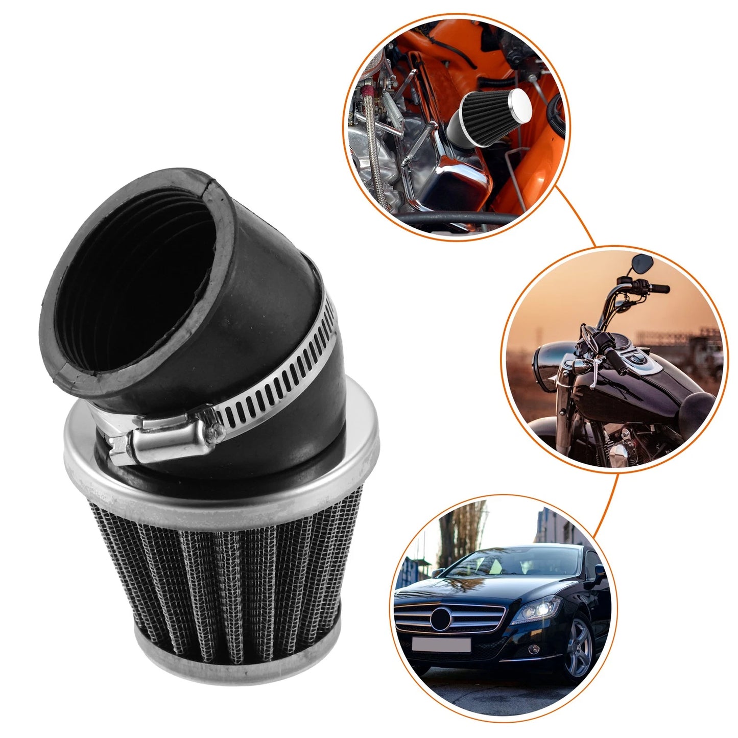 50mm Elbow Conical Air Filter Cleaner Round Tapered for Motorcycle