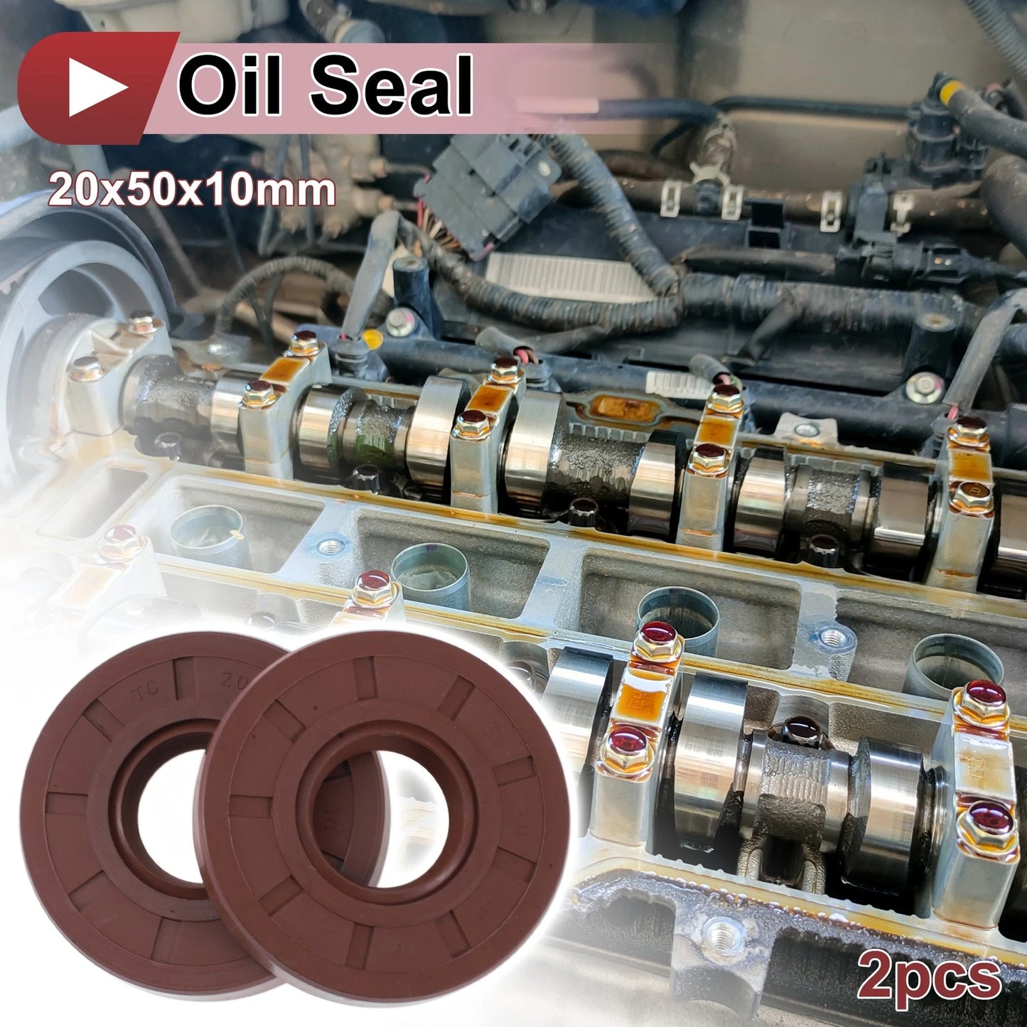 Oil Seal 20x50x10mm Brown 2 Pcs for Make Model