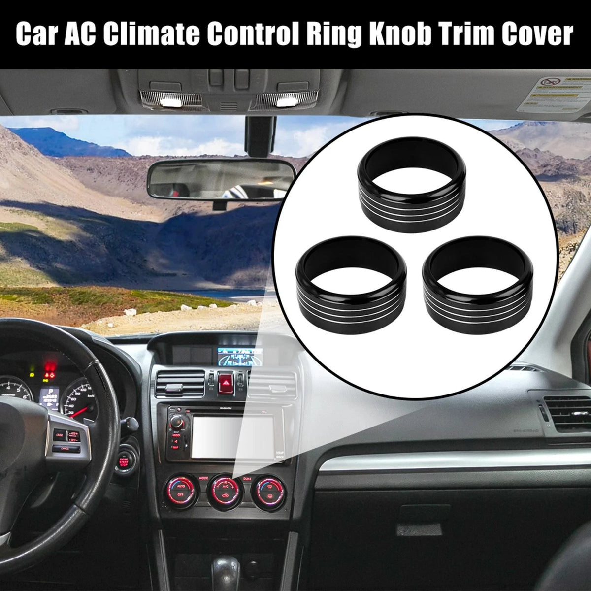 3 x Black AC Climate Control Knob Covers for Subaru Impreza WRX/STi (2008-2014)