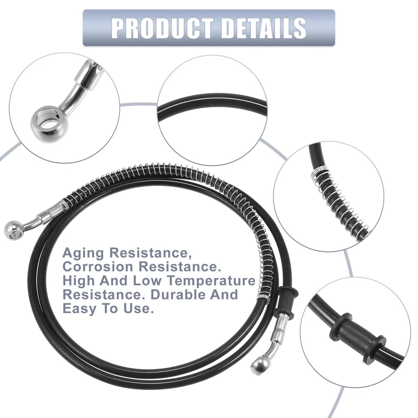 Brake Line 10mm Motorcycle Hydraulic Oil Hose Pipe Stainless Steel Black