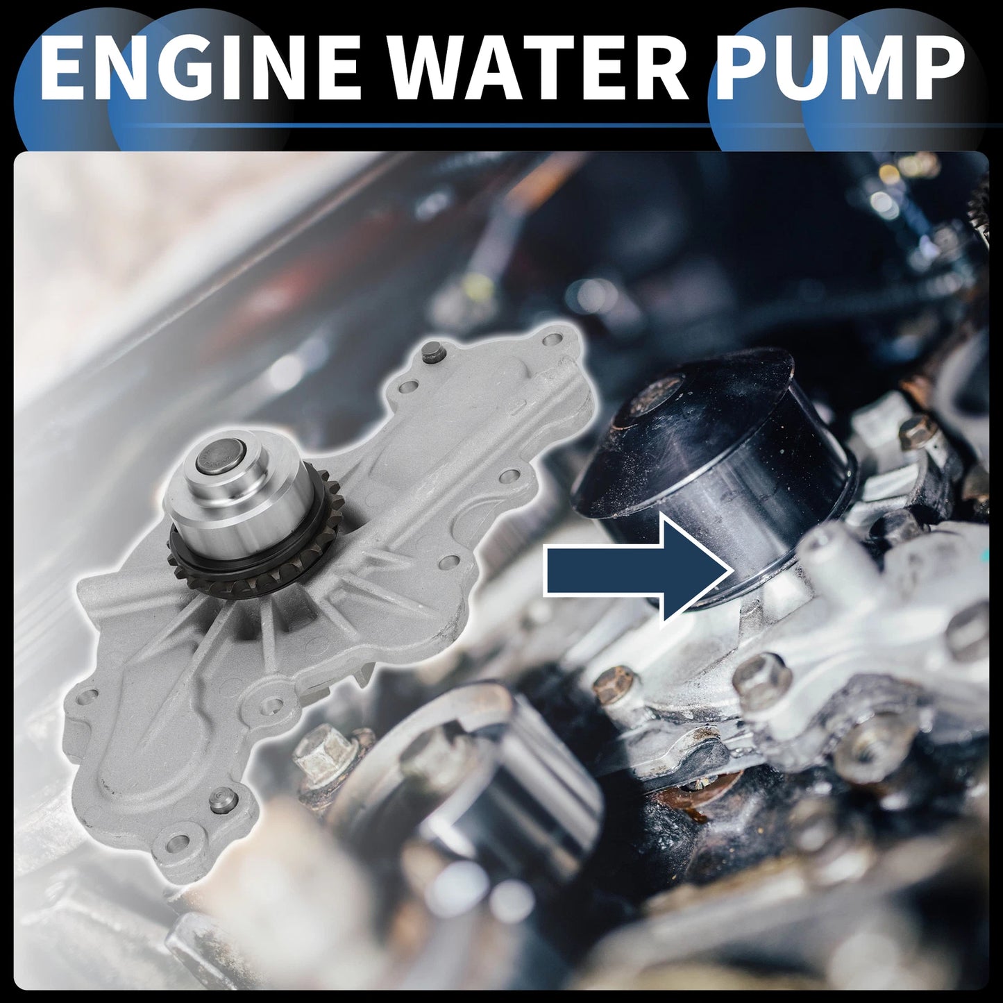 Water Pump w/ Rubber Rings for Ford Edge, Flex (2007-2010)