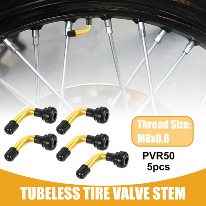 5 Pcs PVR50 Tubeless Tire Valve Universal for Cars Motorcycles Gold Tone