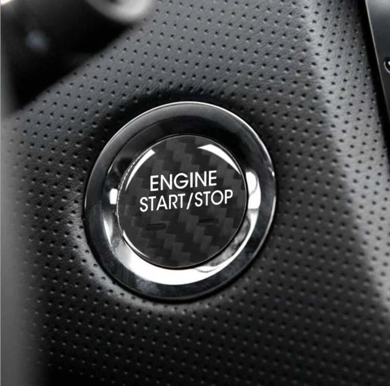 Black Carbon Fiber Engine Start Buttons Cover Cap Trim For Cadillac XTS CT6