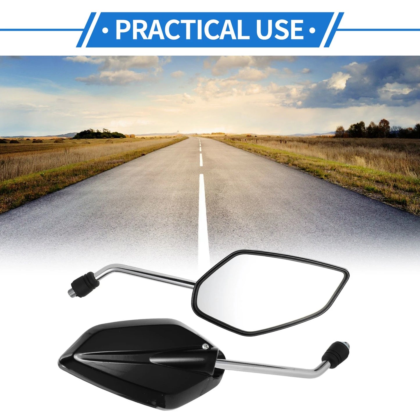M10 / Rear View Mirrors / Prismatic Shape Handlebar Black Iron for Motorcycle