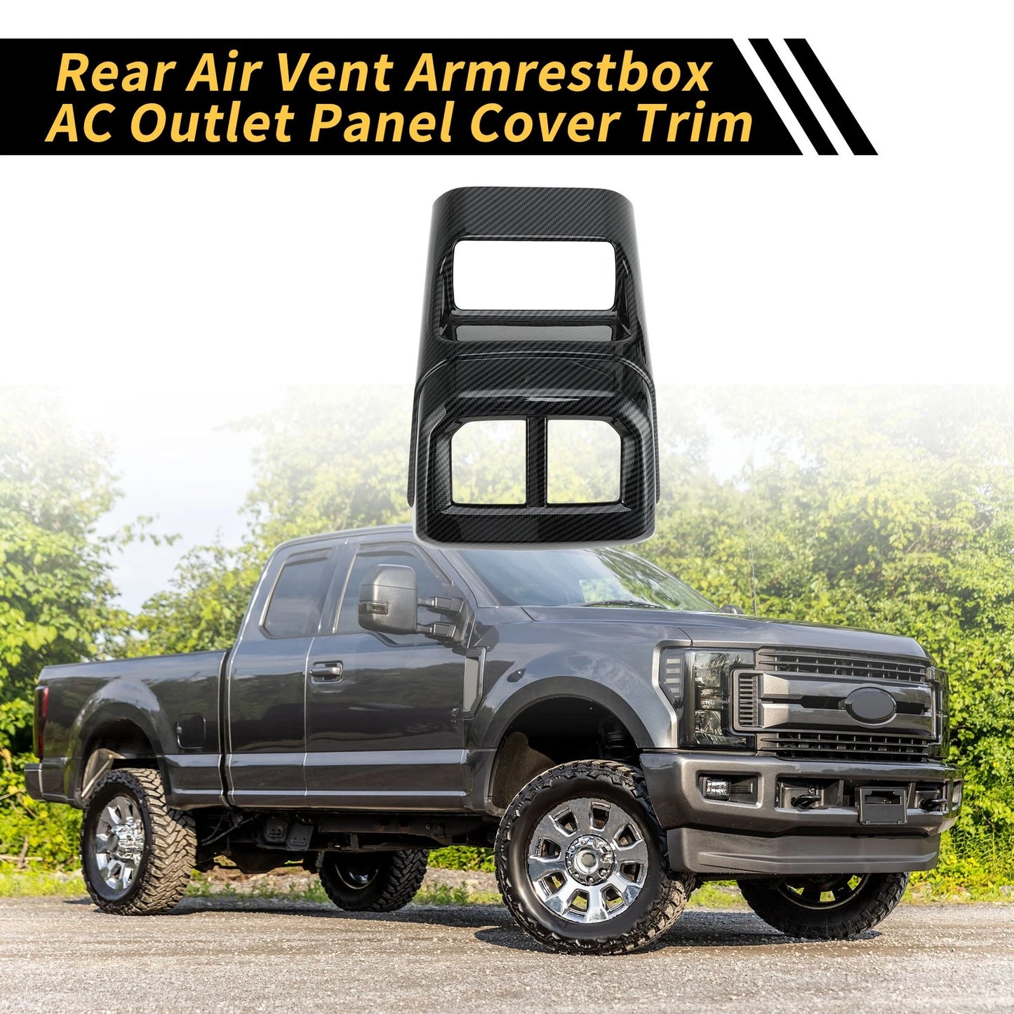 Carbon Fiber Rear Armrest AC Outlet Panel for Ford Ranger (2023-2024)